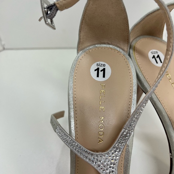 Pelle Moda Karisa High Heel in Silver Size 11 Women’s NEW Heels T-Strap Sparkly - Picture 8 of 13